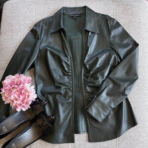 EUC Lafayette 148 100% Leather Shirt, Size 10, Green